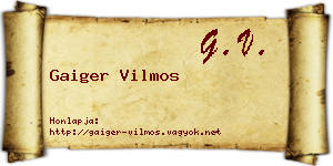 Gaiger Vilmos névjegykártya